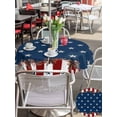thumbnail image 5 of Round Outdoor Tablecloth With Umbrella Hole And Zipper– Patriotic Stripe Stars Waterproof Patio Table Cover for Party, Picnic, Backyard, 50" Dia. , Farmhouse Country Red White and Blue, 5 of 8