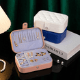 thumbnail image 2 of BREIS Leather Travel Jewelry Box Organizer, Small Travel Jewelry Box, Portable Jewelry Box Travel Mini Storage Organizer Portable Display Storage Box Ring Earrings Necklace Gift (White), 2 of 6