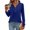 Blue, variant on Hrsba Long Sleeved Round Neck Top Womens Pocket Shirt Solid Color V Neck Long Sleeve T Shirt with Buttons Loose Fashion Winter Casual Top