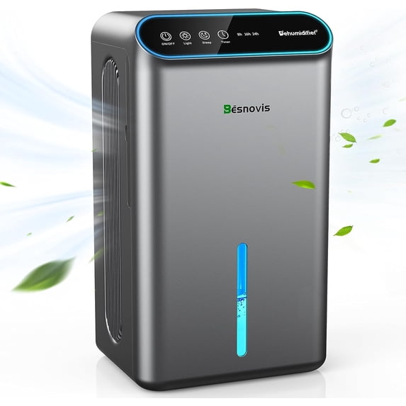 Besnovis Dehumidifiers for home 750 Sq.Ft Room, Night Light Touch Panel 85OZ Water Tank Dual-Core Quiet Portable Small Dehumidifier 7 Colors Light for Bathroom Bedroom RV
