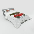 thumbnail image 2 of Ambesonne Christmas Bedding Set 4 Pcs, Retro Car with Tree, Queen, Green Vermilion, 2 of 2