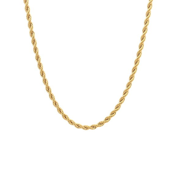 Men's Gold-Tone Stainless Steel 2.3MM Rope Link 24" Chain Necklace - Brilliance Fine Jewelry