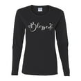 thumbnail image 2 of Wild Bobby, Blessed Inspirational Quote Heart Love, Inspirational/Christian, Women Graphic Long Sleeve Tee, Black, Small, 2 of 3