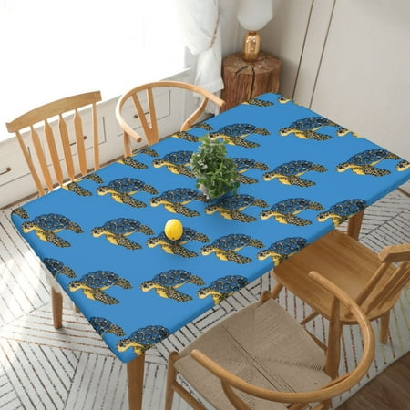 

Home Deluxe Tablecloth Sea Turtle Waterproof Elastic Rim Edged Table Cover- For Christmas Parties And Picnics 5ft
