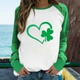 thumbnail image 2 of BLVB St Patricks Day Shirt for Women Color Block Long Sleeve Crewneck Tunic Tops Shamrock Tees Tshirts Blouse, 2 of 4
