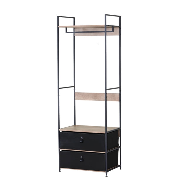 Ilios Innova | Perchero Industrial con Entrepaños y Cajonera. Closet Moderno y Organizador de Ropa, Estructura Metálica y Superficies de MDF.