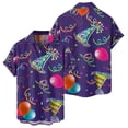 thumbnail image 2 of ChaoLingNeng Carnival Theme Men Button Down Shirt,Men's Button Up Trend Summer Pocket Short Sleeved Shirt,Mardi Gras Holiday Shirt for Men, 2 of 4