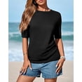 thumbnail image 3 of BTFBM Short Sleeve Sweater for Women Spring Tops Crew Neck Lightweight Pullover Loose Dressy Casual Blouse Basic Clothes, 3 of 9