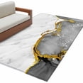 thumbnail image 2 of Gray Gold Marble 3'x5' Washable Rug, Modern Abstract Marble Crack Texture Non-Slip Area Rugs for Entryway Kitchen Classroom, StainResistant Dorm Throw Carpet, Low Pile Soft Indoor Floor Mat, 2 of 9