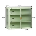 thumbnail image 3 of GZXS Modern Wall Mounted Cabinet, 27.56" Metal Storage Cabinet with 2 Fluted Tempered Glass Doors and Detachable Shelves, Mint Green, 3 of 8