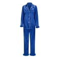 thumbnail image 2 of Loopsun Family Pajama Sets, Family Matching Soft Comfortable Long Sleeve Collared Shirt and Long Pants Pajama Loungewear for Mom Blue, XXXL, 2 of 4