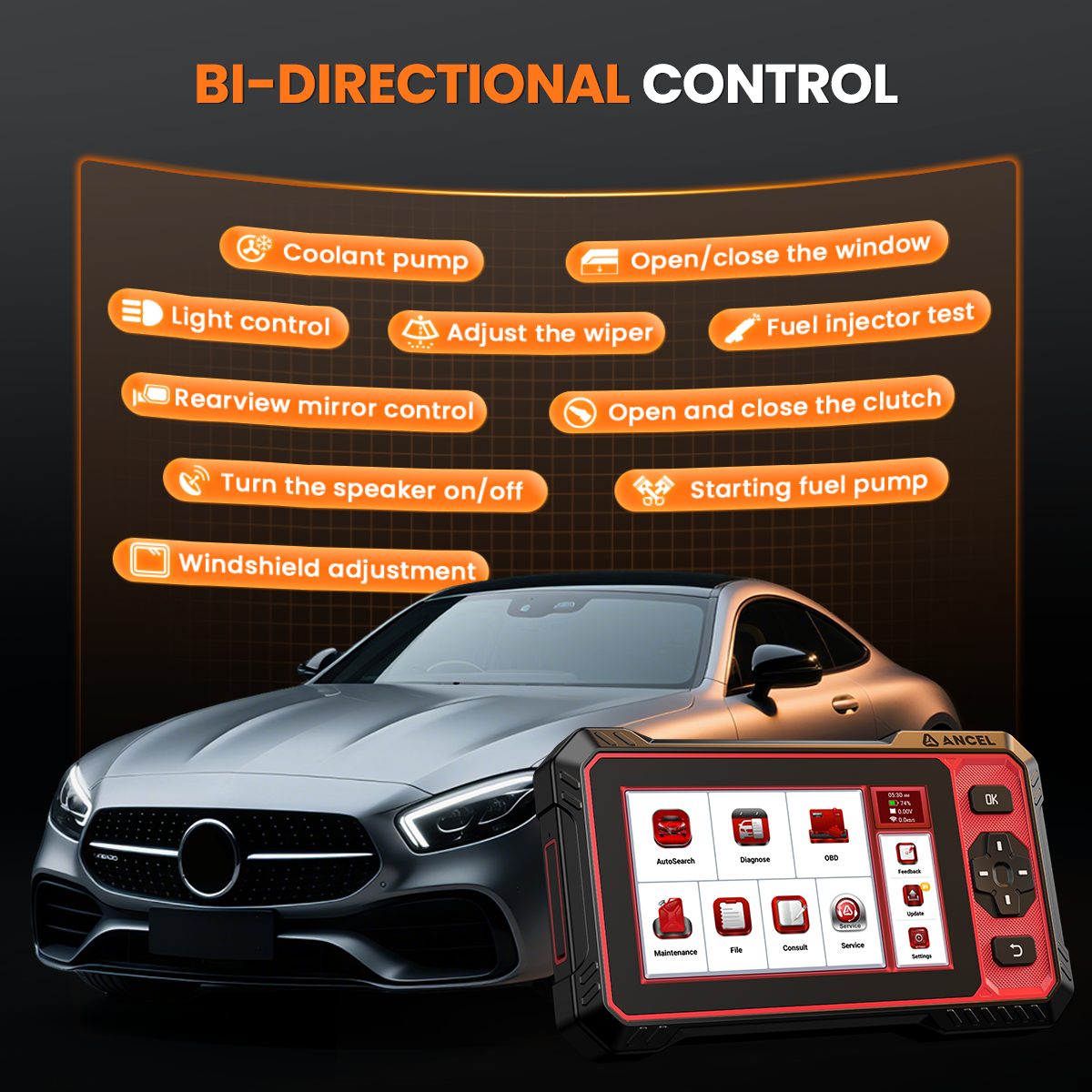 ANCEL DS400 Llite Bidirectional OBD2 Scanner ABS SRS Transmission & Check Engine Code Reader with 7 Reset, Lifetime Wifi Free Update, 24h Online Chat Service