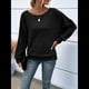 thumbnail image 5 of Blusas de Larga Suaves para Mujer, Cuello Redondo, Estilo Jersey, Estilo Informal de Negocios, de Punto con Mangas Murciélago, Conjuntos Oversize 2025 Negro M, 5 of 9