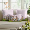 thumbnail image 6 of Easter Decorative Throw Pillow Covers 20x20 Inch Set of 2 Easter Eggs Bunny Home Decor Pillow Cases for Couch, Pink Plaid Rabbit Flower Leaves Cushion Case for Living Room Bedroom Bed Car Chair, 6 of 9