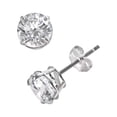 thumbnail image 4 of 10K Yellow White Gold Round CZ Prong Studs Earrungs 9mm for Womens Mens Push Back Jewelry, 4 of 10