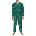 thumbnail image 3 of Fuzoiu Christmas Snowflakes Print Men's Long-Sleeved Pajama,Lounge Button Down Nightwear,Mens Notch Collar Pajama Set -Small, 3 of 7