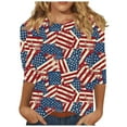 thumbnail image 2 of BLTIBY 2025 Womens Blouse Summer Independence Day Printed Round Neck Short Sleeve Shirts Loose Novelty Graphic T-Shirts Fashion Casual Pullover Tops Multicolor 7 XL, 2 of 5