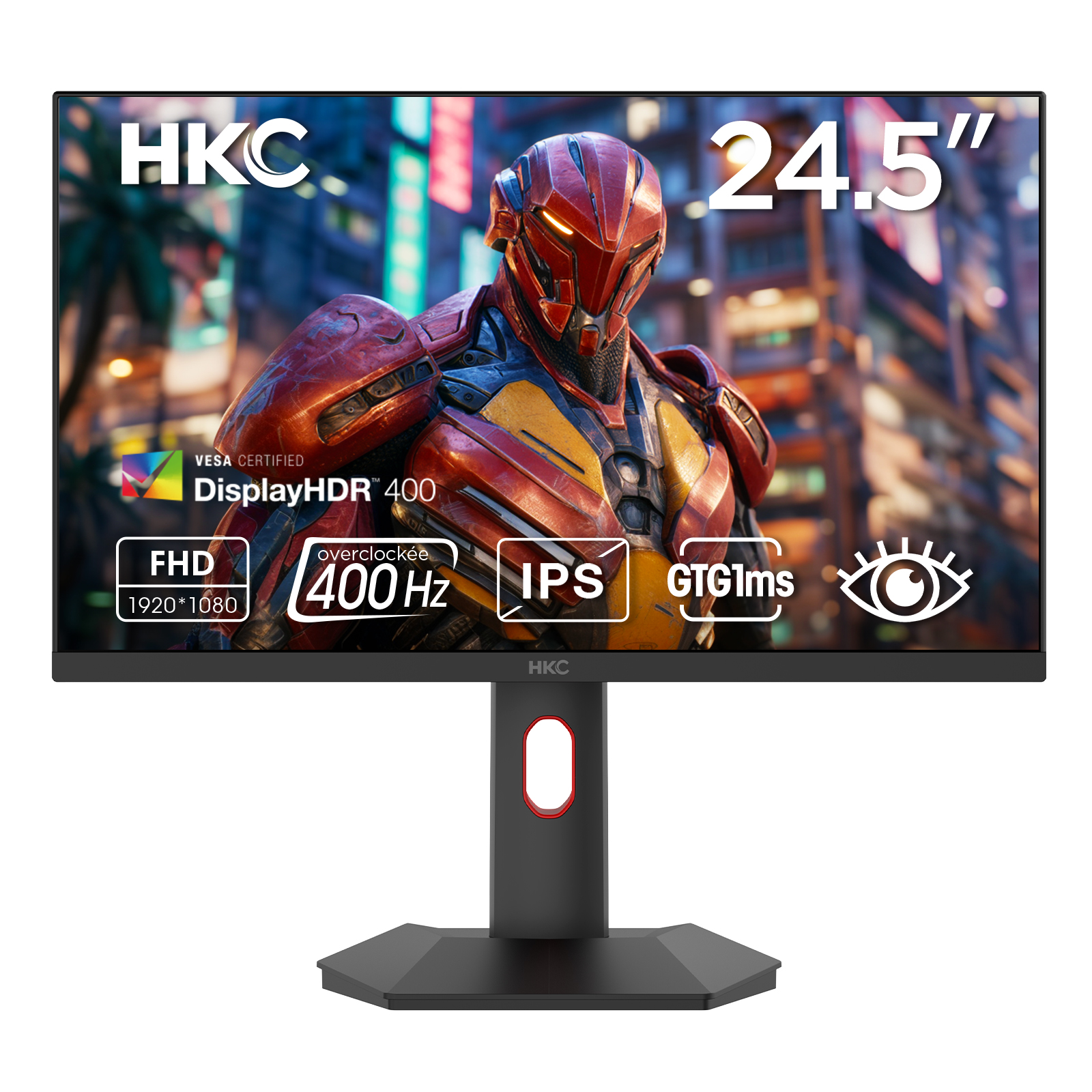 HKC G25H5P 24.5" FHD Fast IPS Gaming Monitor – 1920×1080, 400Hz, 1ms DIC, HDR400, 95% DCI-P3, Adjustable Stand, Low Blue Light, HDMI & DP