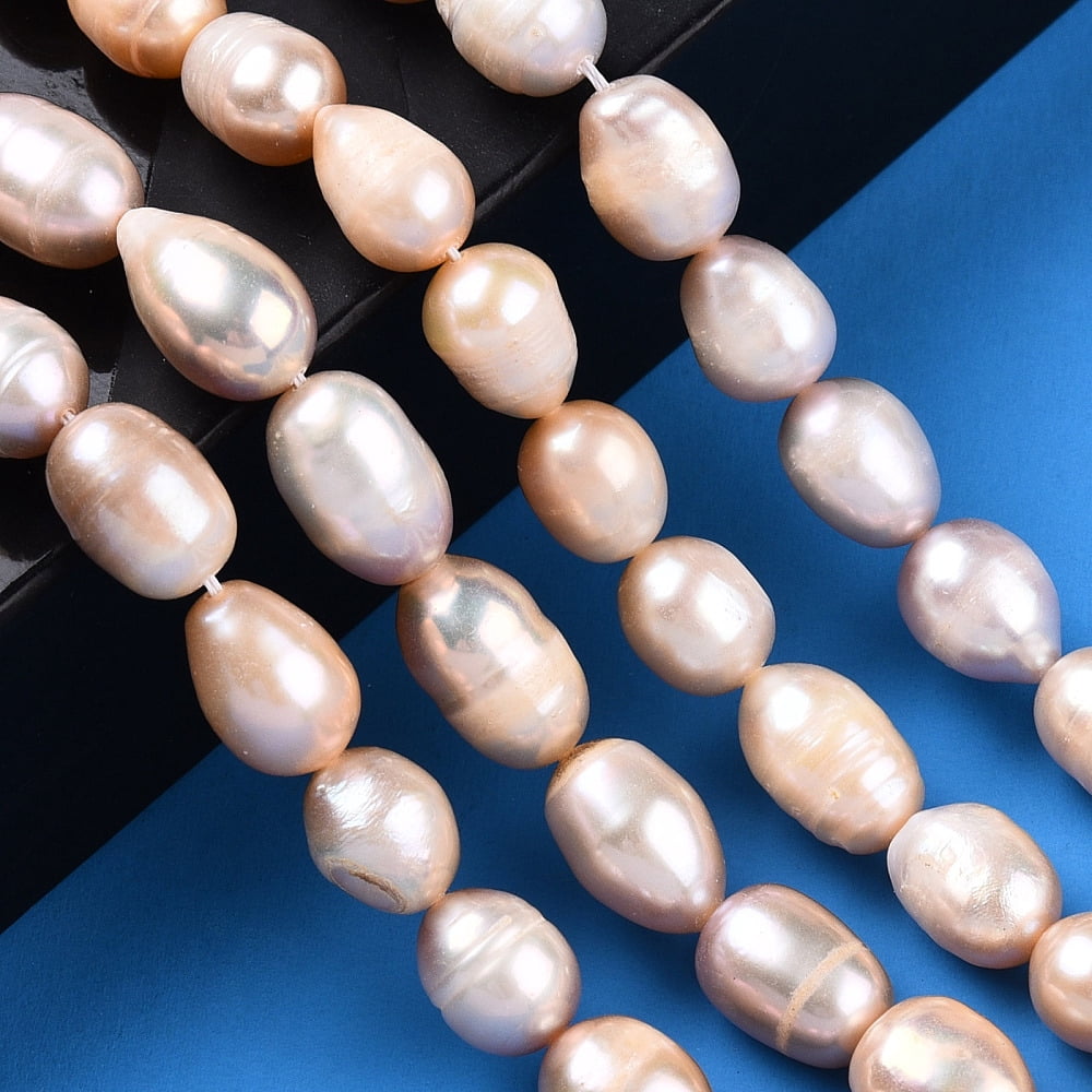 Natural Cultured Freshwater Pearl Beads Strands Rice Wheat 9~11.5x8~8.5mm Hole: 0.7~0.8mm about 34~35pcs/strand 13.78 inch(35cm) DIY