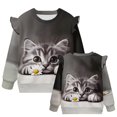 thumbnail image 2 of Garronmavis Cute Cat Long Sleeve Sweatshirt Versatile Casual Long Sleeve Fall Winter Tops Fashion Girls Pullover Crewneck Sweatshirt Polyester Spandex Fabric for Girls 5-6 Years Old, 2 of 7