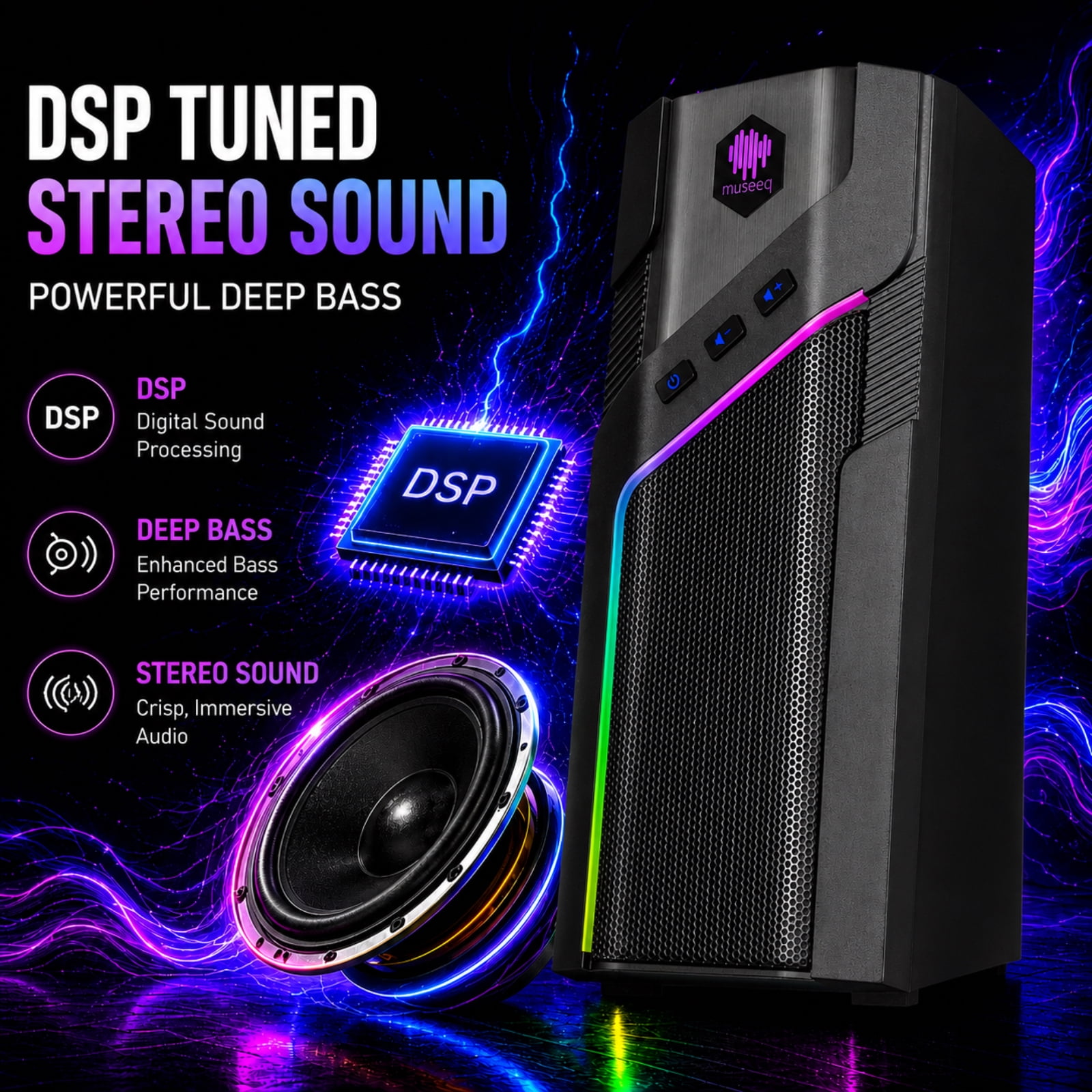 W-206RE RGB Gaming Speakers for PC, Bluetooth & USB Desktop Speakers for Gaming PC and Monitor, Touch Control Stereo Computer Speakers with 21 LED Light es
