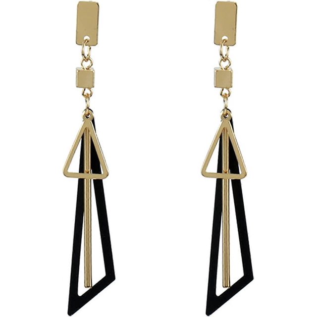 UBIUO - Pendientes colgantes triangulares de metal sencillos, de estilo vintage, multicapa, geométricos, ligeros y llamativos, para mujer y niña