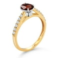 thumbnail image 3 of Gem Stone King 10K Two Tone Gold Red Garnet and White Lab Grown Diamond Engagement Ring for Women (1.18 Cttw, Gemstone January Birthstone, Oval Checkerboard 7X5MM, Size 6), 3 of 4