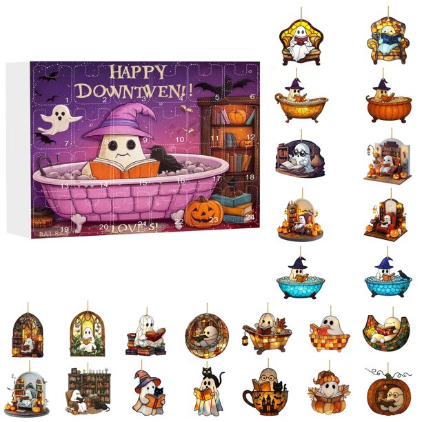 Halloween Ghosts Advent Calendar Mini Ghost Reading Book Countdown (a)