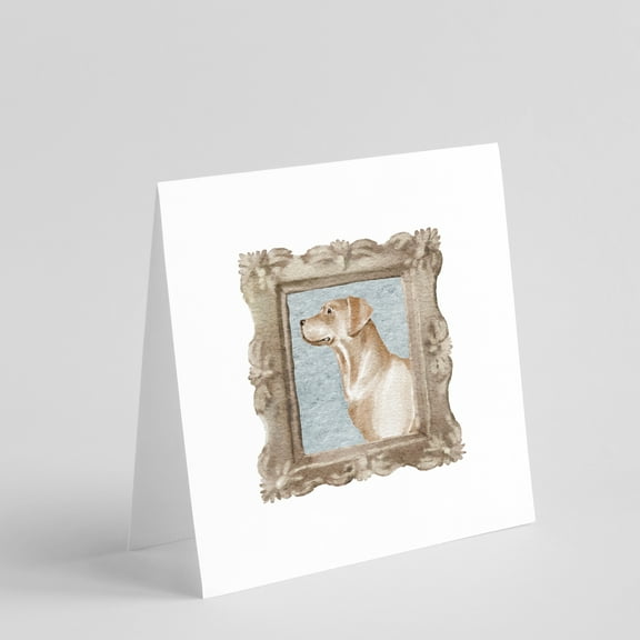 Labrador Retriever Yellow Side View Square Greeting Cards and Envelopes Pack of 8 5 in x 5 in