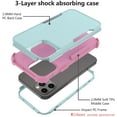 thumbnail image 3 of Case  for iPhone 13 Pro Max, Heavy Duty Shockproof Protective Three Layers Phone Bumper Cover with Full Body Rubber Armor Bumper Dropproof Protection for iPhone 13 Pro Max, Green Pink, 3 of 13