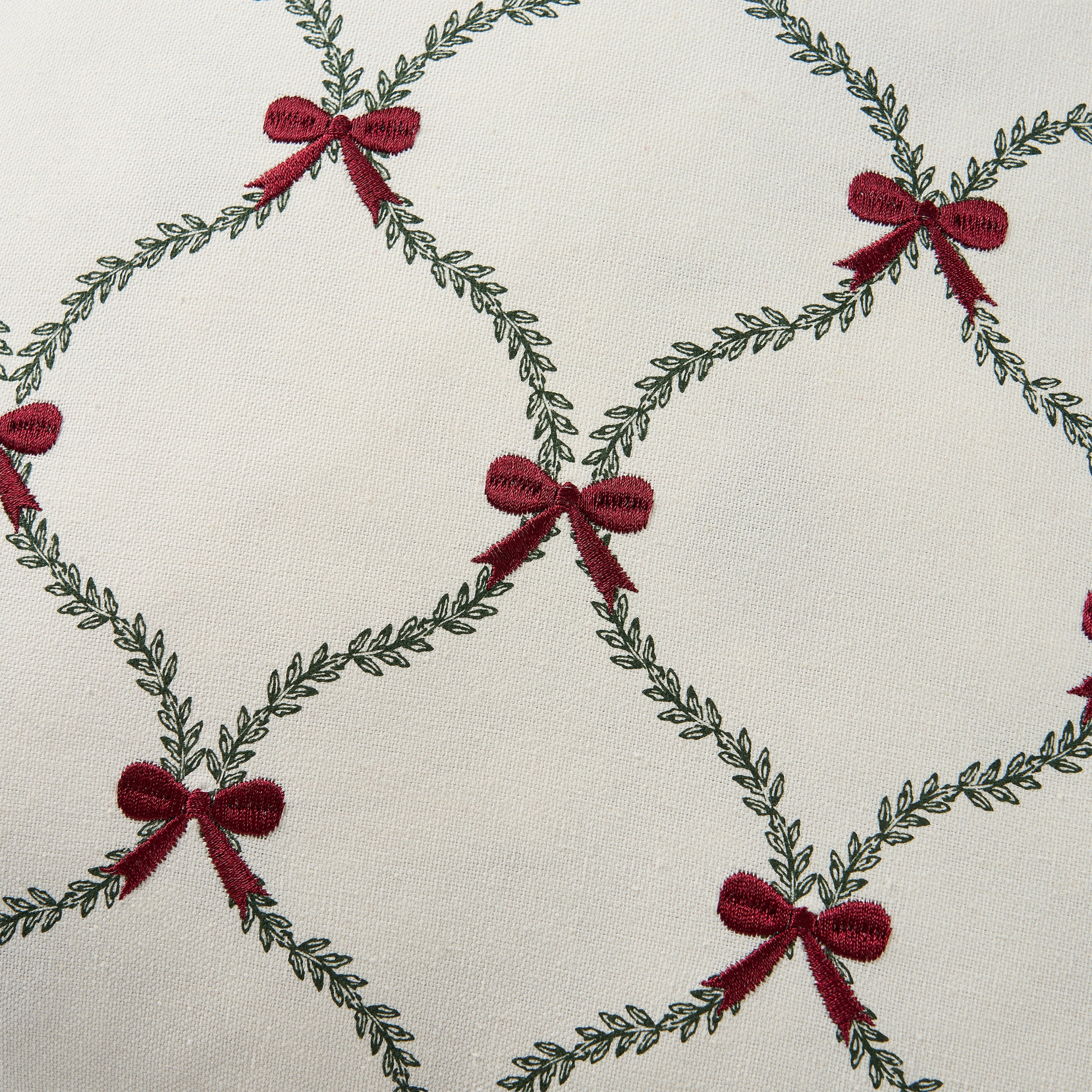 My Texas House 18" x 18" White/Red Ogee Embroidered Decorative Pillow Cover