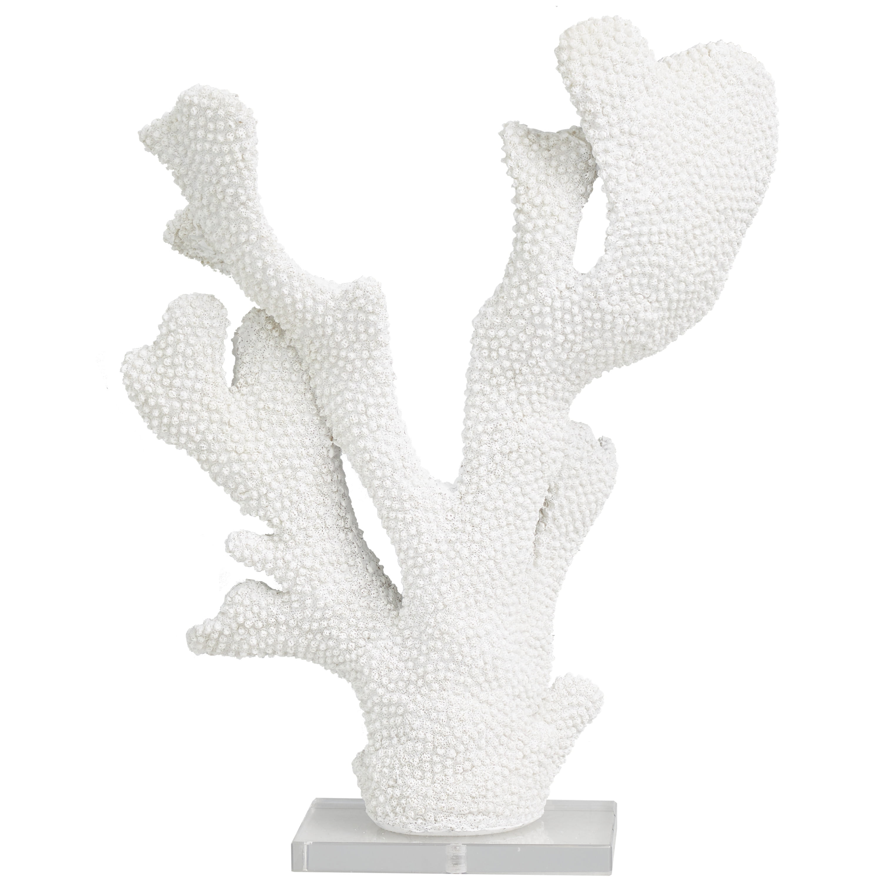 12 x 16 White Polystone Tall Textured Coral Sculpture with Clear Acrylic  Base, by DecMode