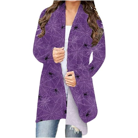 

Cardigan for Women Lightweight Long Sleeve Open Front Elegant Halloween Cardigan Jacket Coat Plus Size Tops for Women Funny Print Fall Cardigans for Women