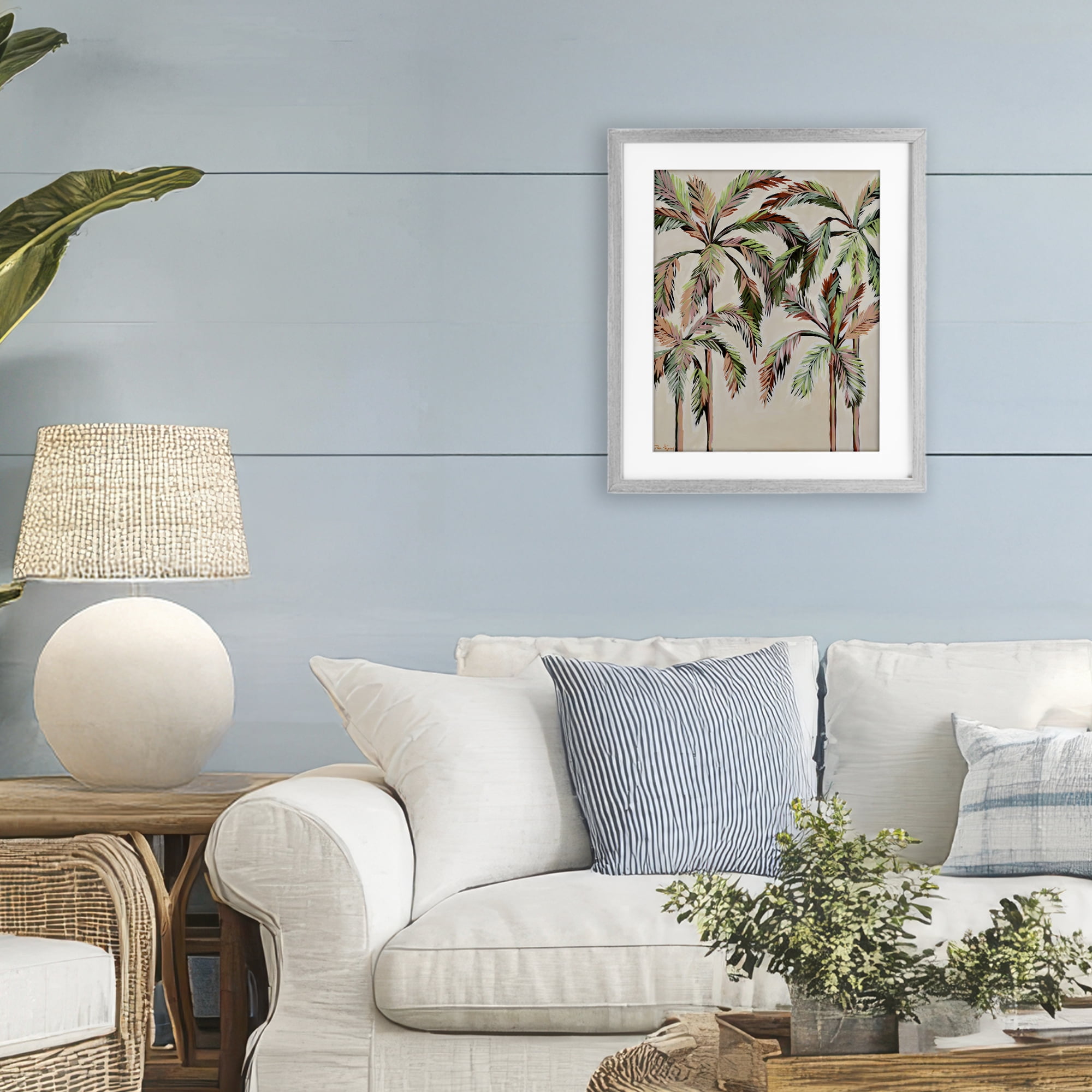 Stupell Industries Blushing Palm Tree Canopy Gray Framed Print Under Glass, design by Dani Heyward