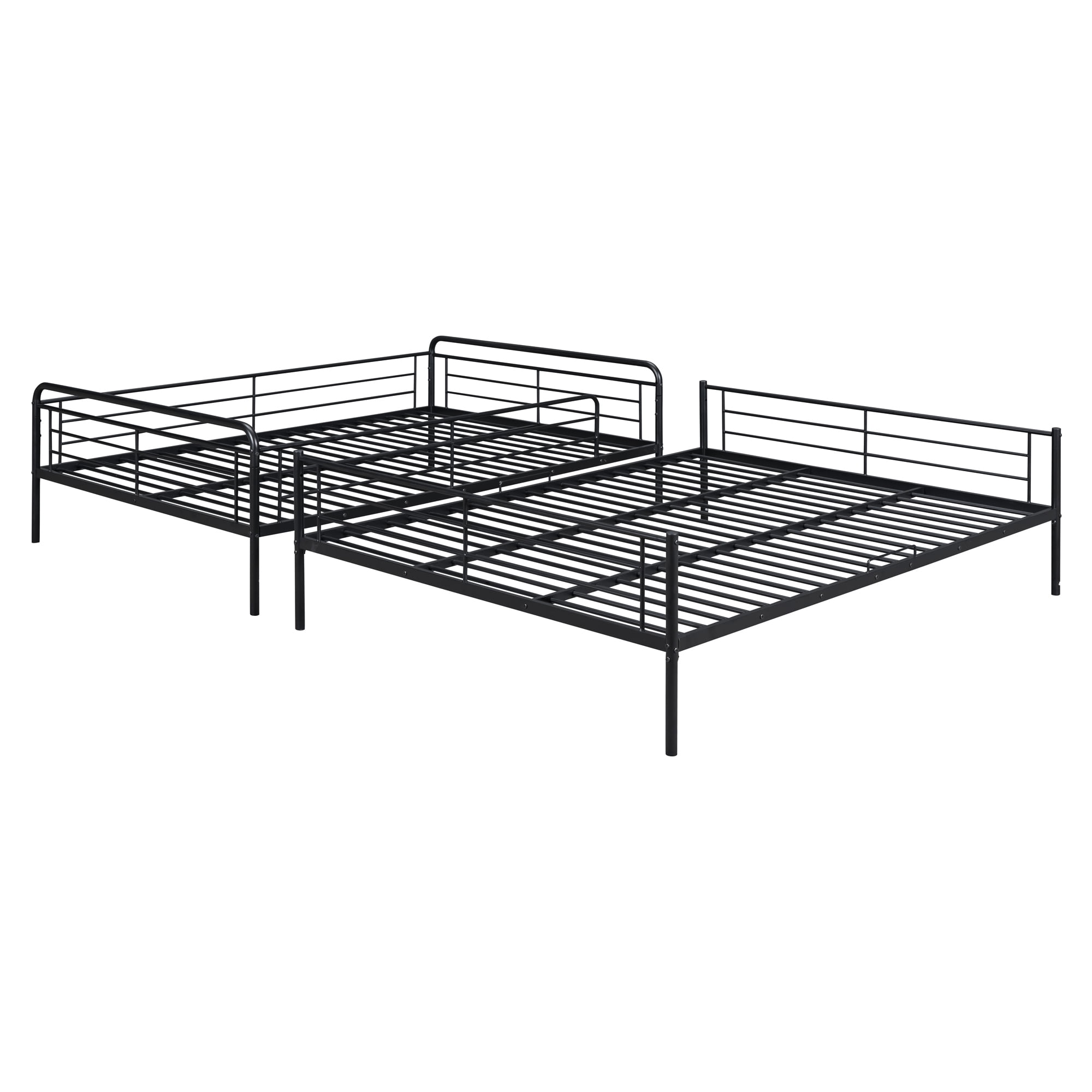 Full XL Over Queen Bunk Bed,Heavy Duty Metal Bed Frame Sturdy Guard Rail for Kids/Adults,Can be Divided Into Two Beds,Black