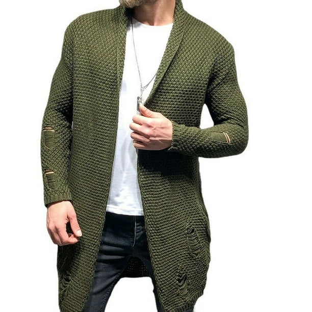 Cardigan Hombre Largo Cu00e1rdigan De Punto Para Hobre Forrado