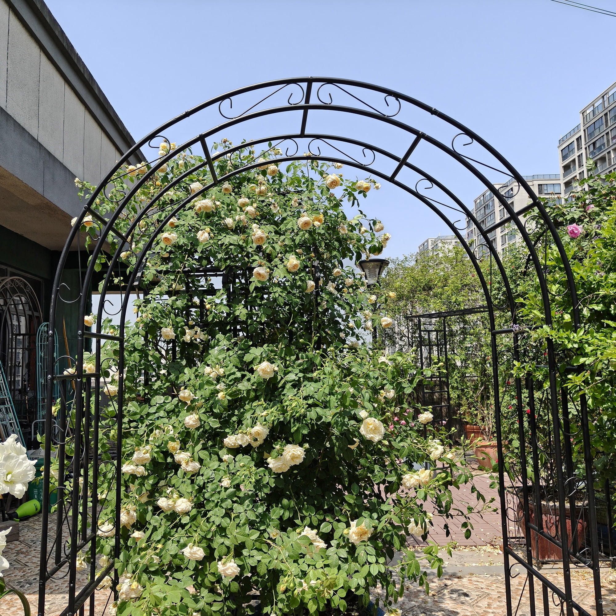 Garden Arch, Climbing Plants Support Rose Arch Outdoor Black L59" x W17.71" x H90.55"