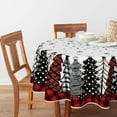 thumbnail image 2 of Christmas Tablecloth 70×70 Inch Round, Christmas Trees Buffalo Plaid Red Washable Table Cover for Party Picnic Dinner Decor, 2 of 6