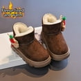 thumbnail image 4 of HAUXUN-QCBoys & Girls Christmas Reindeer Doll Warm Cotton Shoes 3-11 Years, Fleece-Lined Thick Non-Slip Snow Boots, Autumn Winter Holiday Mid-Calf Footwear(Brown,15), 4 of 6