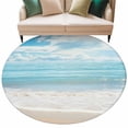 thumbnail image 2 of Blue Ocean Large Round Rug 8 FT, Non Slip Living Room Area Carpet, Coastal Sea Beach Shore Sky Waves Scenery Washable Soft Circle Rug Non-Shedding Floor Carpet for Bedroom Office Dining Room, 2 of 9