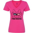 thumbnail image 3 of Inktastic Pawtriotic with French Bulldog  in American Flag Sunglasses Women's V-Neck T-Shirt, 3 of 5
