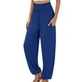 thumbnail image 2 of Chbgutlmr Women Pajama Pants Elastic High Waist Jogger Yoga Pants Wide Leg Cinch Bottom Trousers with Pockets, 2 of 5