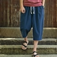 thumbnail image 5 of Men LYXSSBYX Cargo Pants for Men Men's Casual Slim Sports Pants Calf-Length Linen Trousers Baggy Harem Pants, 5 of 5