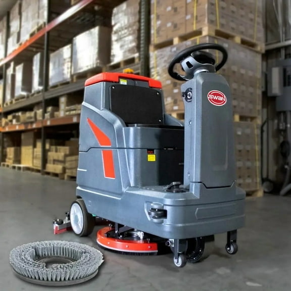 Commercial Ride-On Floor Battery Powered Scrubber Machine 22" Brush - Complete Set of Parts with two 22" Brushes - 5 Hours Continuous Working Time - 17 Gal Tank, 36,166 Sqft/H Efficiency S56