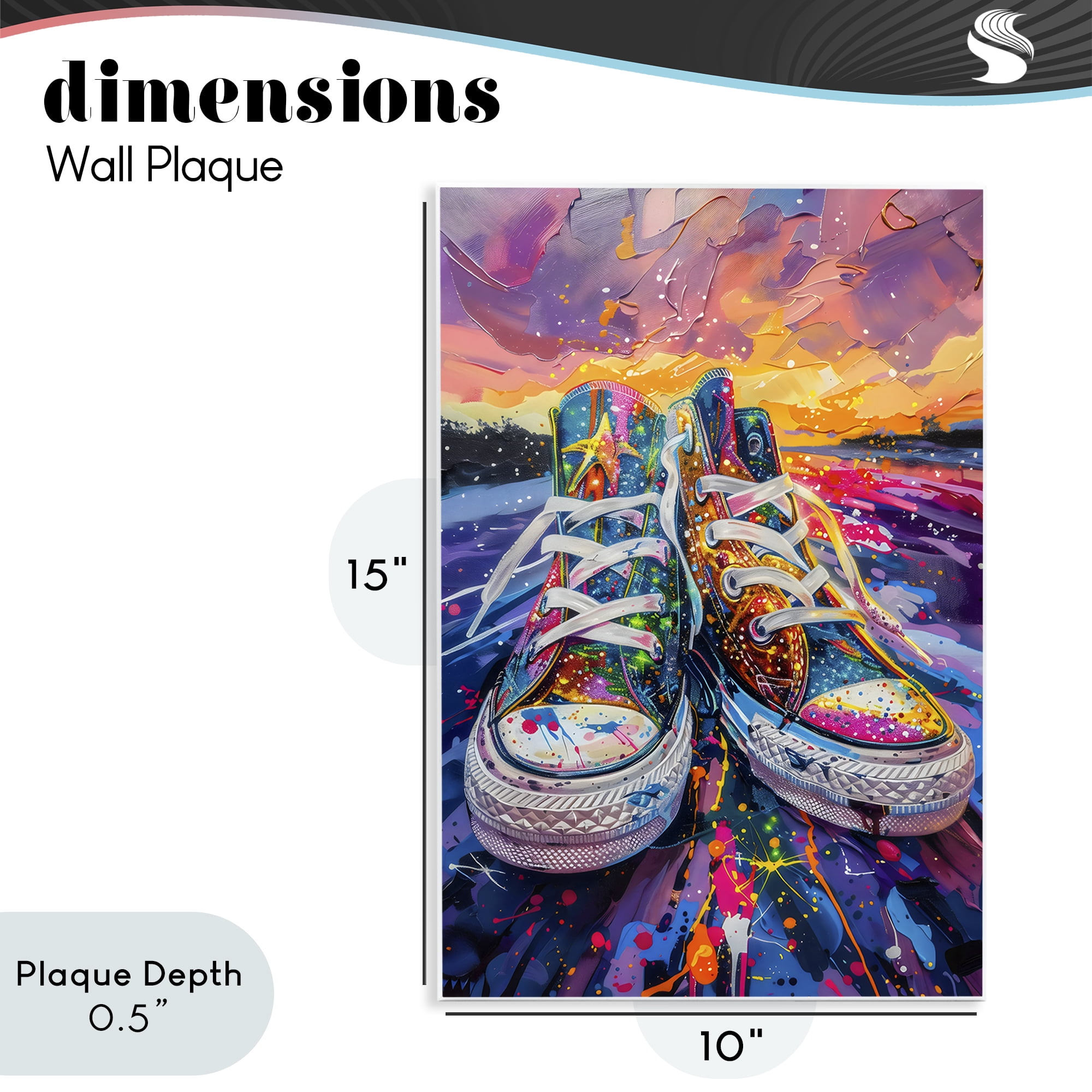 Stupell Industries Vibrant Sneakers at Sunset Wall Plaque Art, design by Creative Studio