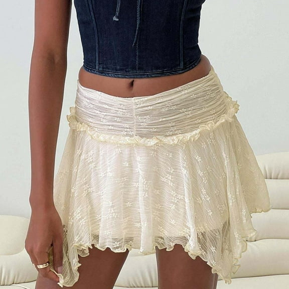 Women's Lace Mini Skirt Ruffled Skirt Low Waist Tiered Pleated Flowy Skirt Short Wrap Skirt Alt Skirt Teal Skirt Denim Midi Skirts Rip Skirt Length 2 Women Skirts Mens Skirt Bed Skirt Full Bed Silk