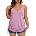 thumbnail image 3 of Uootdi Camisoles Henley pour Femmes Grande Taille Col Rond Sans Manches Cordon Latéral Style Décontracté Quotidien Doux Extensible Coupe Ample Camisoles Cadeau, 3 of 4