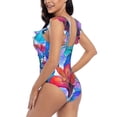 thumbnail image 4 of Fotbe Bright Flowers Women's Tummy Control Swimsuits Slimming One Piece Bathing Suit Ruffle Wrap V Neck Swimwear-, 4 of 8