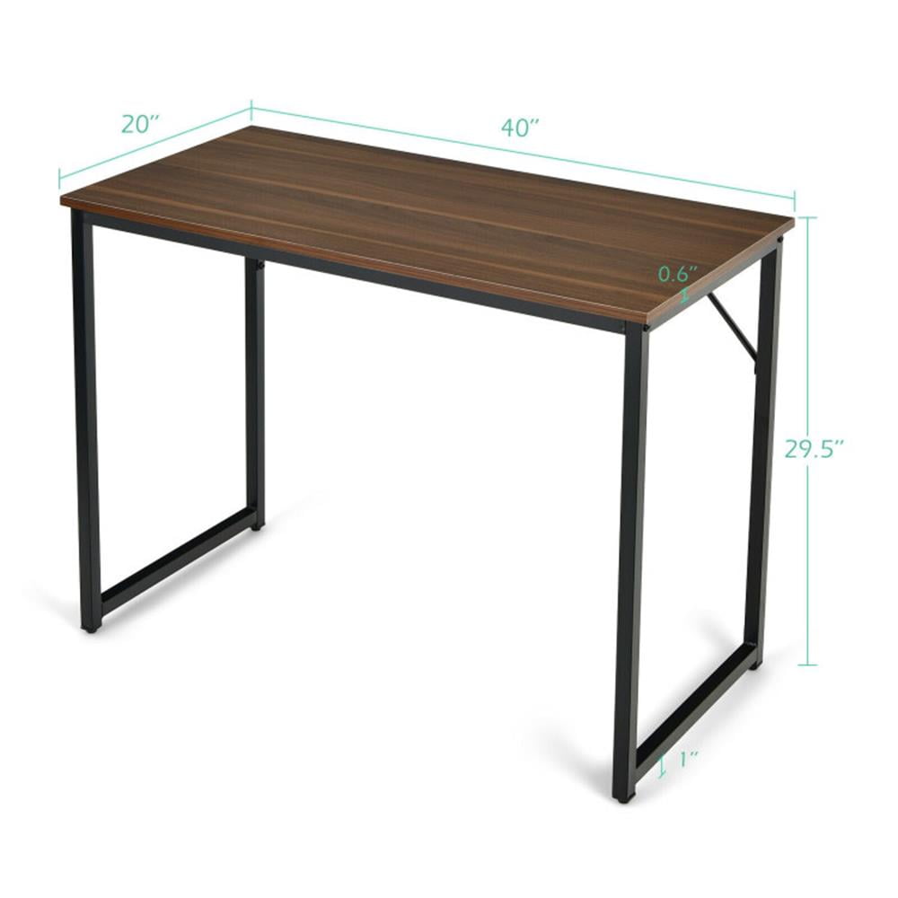 Demi Bonn L Shaped Computer Desk and Writing Workstation for Home and Office, Brown