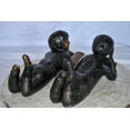 thumbnail image 3 of Nifao Young Kids Laying and Reading Cheerfully Bronze Statue Set – Home Decor Sculpture, 20"L x 13"W x 8"H, 3 of 11
